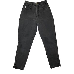 Anchor Blue Jeans Womens 7 Vintage High Waist Black Tapered Ankle Zip Cotton